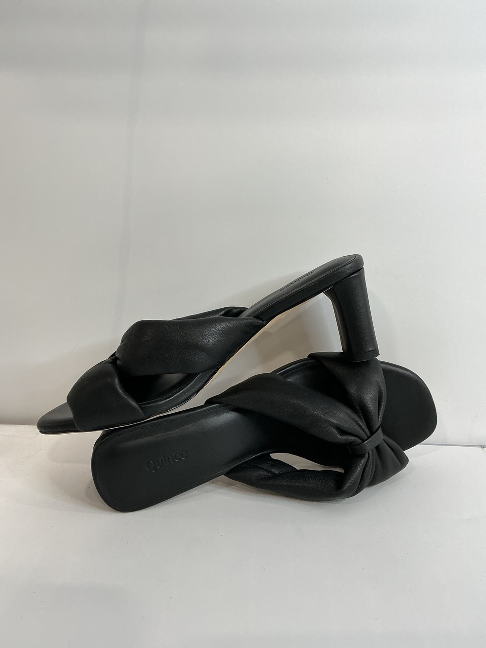Italian Leather Twist Mid Heel Mule